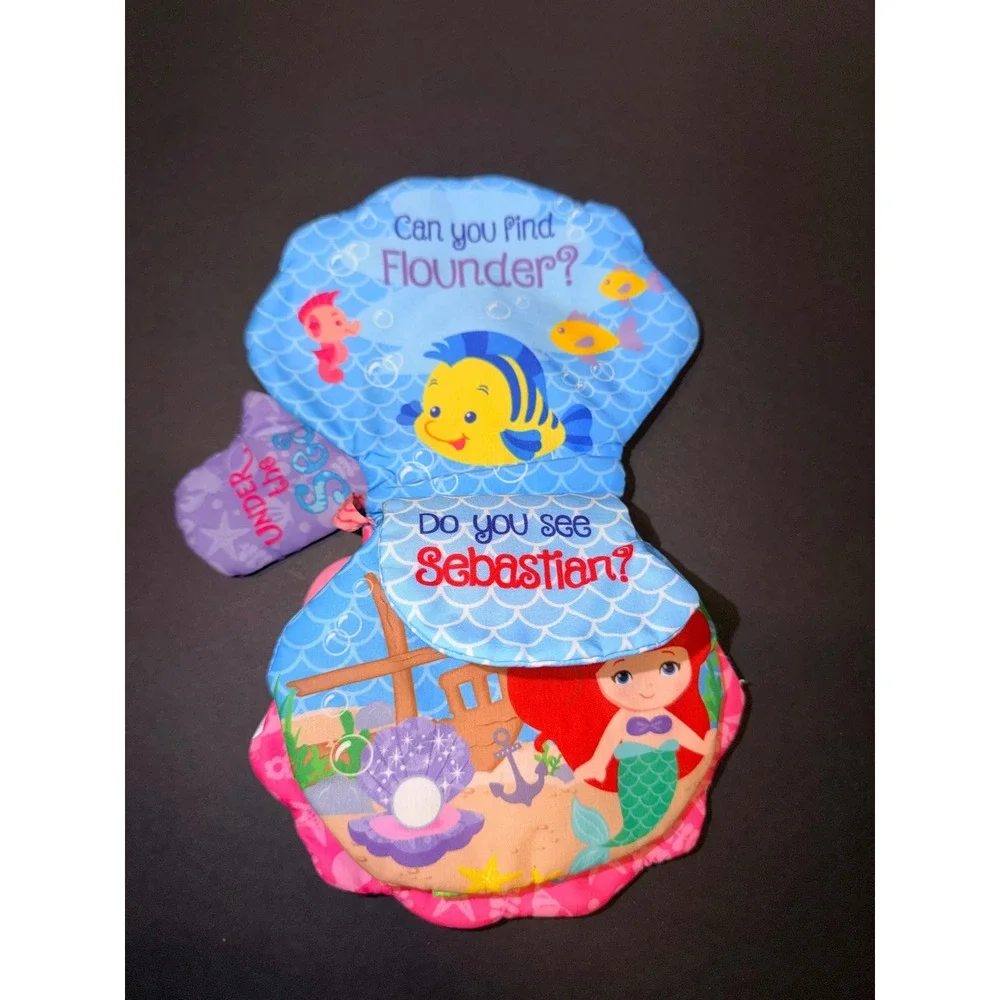 Disney Ariel Little Mermaid Peek-A-Boo Soft Book Sensory Crinkle Toy with Mirror